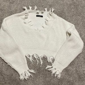 Zaful Women’s cropped white sweater size S